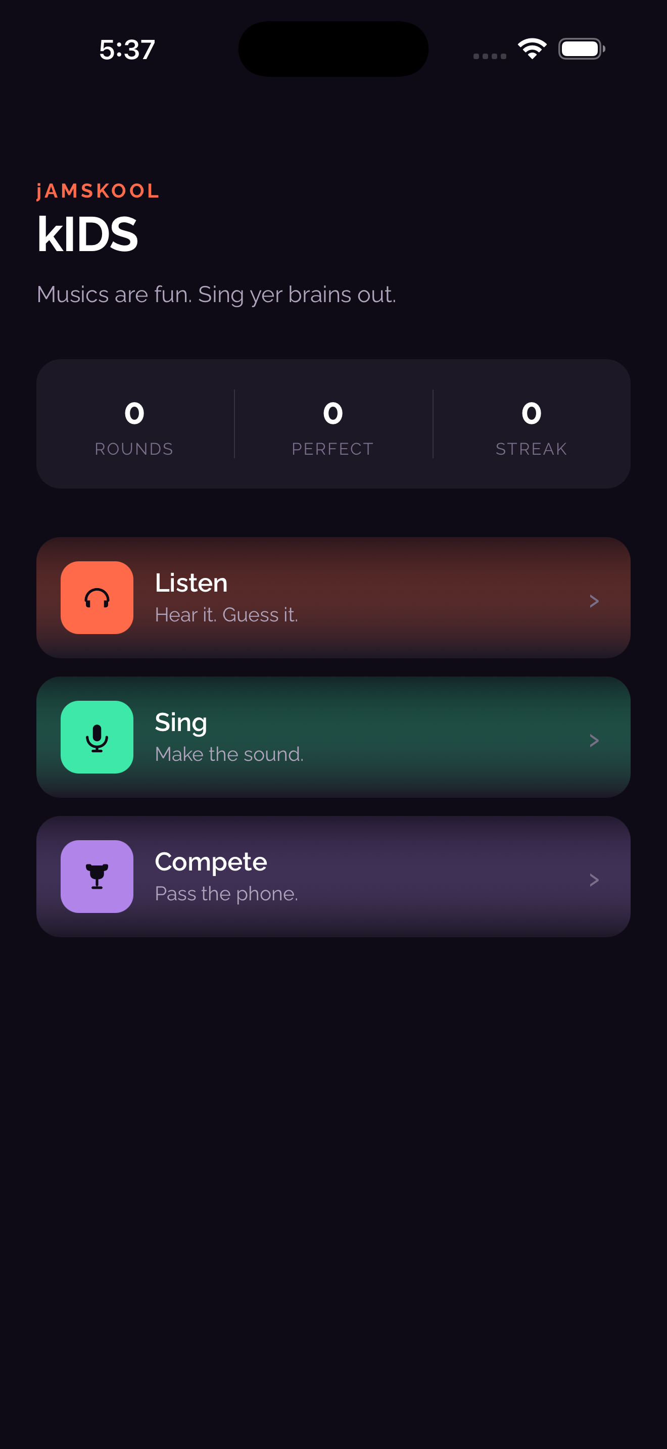 jAMSKOOL kIDS — Home screen